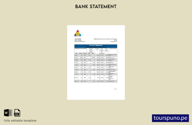listo para imprimir plantilla de word   extracto bancario de Myanmar Innwa Bank 